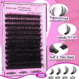 14-20mm Fluffy cluster Lash extenstions Natural Matte Black Professional false eyelashes 200D DIY manga Lashes supplies makeup