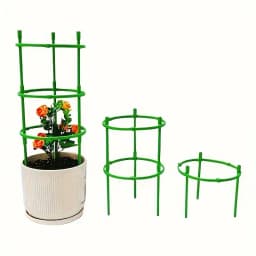 60pcs Stackable Plastic Plant Support Rings - 10-Tier Garden Stakes for Climbing Flowers, Vines, Vegetables | Durable Green