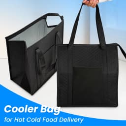 Large Insulated Reusable Grocery Bag with Zipper & Front Pocket, keep cool/warm for hours for Camping Picnic, fishing, shopping