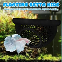Floating Betta Hide & Shrimp Cave Aquarium Decor 3-in-1 Hammock Feeding Ring & Resting Spot for Betta Shrimp Small Aquatic Pets