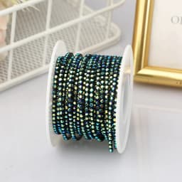 PEESOM SS6 2mm Crystal Rhinestone AB Cup Chain With Colorful Claw Sew On Glass Rhinestone Trim Chain Strass Banding for DIY