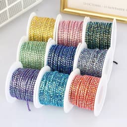 PEESOM SS6 2mm Crystal Rhinestone AB Cup Chain With Colorful Claw Sew On Glass Rhinestone Trim Chain Strass Banding for DIY
