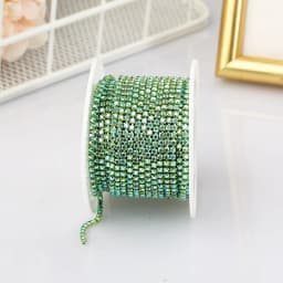 PEESOM SS6 2mm Crystal Rhinestone AB Cup Chain With Colorful Claw Sew On Glass Rhinestone Trim Chain Strass Banding for DIY