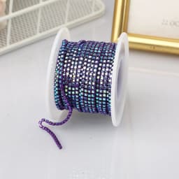 PEESOM SS6 2mm Crystal Rhinestone AB Cup Chain With Colorful Claw Sew On Glass Rhinestone Trim Chain Strass Banding for DIY