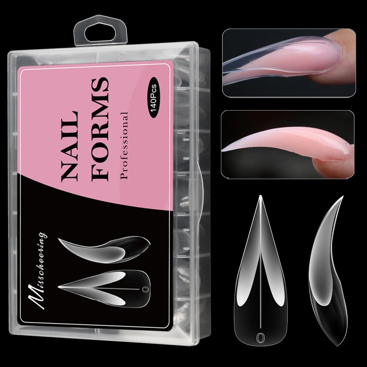 New Eagle Claw Nail-Forms 140pcs Crystal Extension Tips For Quick Gel Nails Paperless Nail Art Kit With Claw Shaped Design Salon