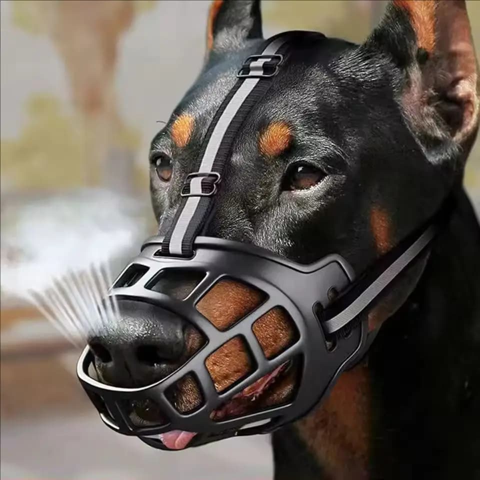 1pc/2pcs Adjustable Dog Muzzle Anti-Biting Dog Mouth Cover With Reflective Strip Can Drink Water Breathable Plastic