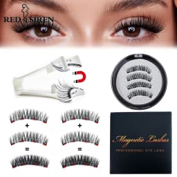 RED SIREN Magnetic Eyelashes With Applicator Reusable Natural Magnetic Lashes Kit No Glue Needed Soft Clear Band False Eyelashes