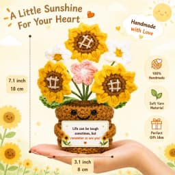 Positive Crochet Handmade Amigurumi Doll Emotional Support Pocket Hug Knit Plant Flower Encouragement Gift for Friends Coworker