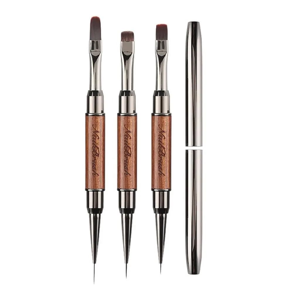 Durable Sandalwood Pole Nail Art Brush Dual-ended Professional Nail Liner Brush Nail Art Phototherapy Pen Nail Painting