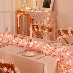 180cm Artificial Pink Cherry LED Blossom Vine Home Room Table Decoration Garden Curtains Accessories DIY Party Wedding Decor