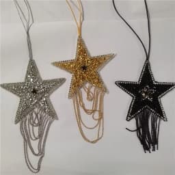 8.5cm Beaded Patch Sequin Rhinestones Five-Pointed Star Keychain Star Decoration Tassels For Embellishing Bag Clothing Lanyard