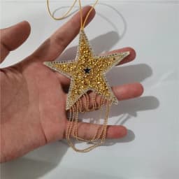 8.5cm Beaded Patch Sequin Rhinestones Five-Pointed Star Keychain Star Decoration Tassels For Embellishing Bag Clothing Lanyard