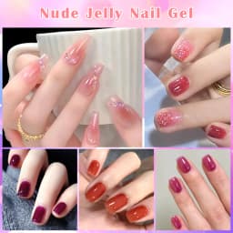 6pcs Nude Jelly Gel Nail Polish Set Summer Nails Sheer Translucent Nail Gel for Manicure Nail Supplies Soak Off UV Led Varnish
