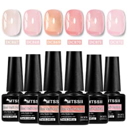 6pcs Nude Jelly Gel Nail Polish Set Summer Nails Sheer Translucent Nail Gel for Manicure Nail Supplies Soak Off UV Led Varnish