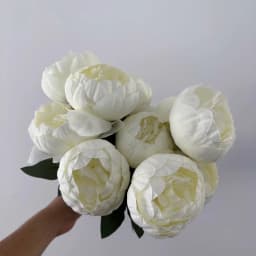 10Heads Silke Penoy Artificial Flower White Big Bud Bridal Bouquet Fake Penoy Living Room Desktop Flower Decoration Wedding