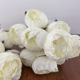 10Heads Silke Penoy Artificial Flower White Big Bud Bridal Bouquet Fake Penoy Living Room Desktop Flower Decoration Wedding