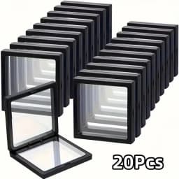 20Pcs Clearview 3D Floating Display Cases Dustproof Acrylic Jewelry Storage Box with Elastic Film Transparent Hanging Organizer