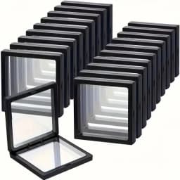 20Pcs Clearview 3D Floating Display Cases Dustproof Acrylic Jewelry Storage Box with Elastic Film Transparent Hanging Organizer