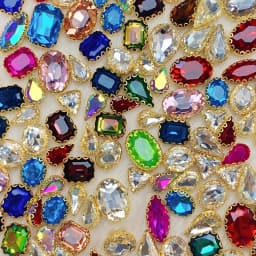 Mixed Colors Rhinestone Embellishments With Golden Claw, Glass Sew-On Gems For DIY Fashion Clothing, Shoes, Hats, And Bags Decor