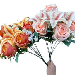 Spring Color Bouquet: 9-Stem Mixed Roses & Lilies with Roses - Fresh Cut Flowers for Home Decor, Wedding, Anniversary, Gift-G