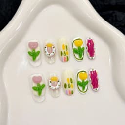 10pcs Handmade Press on Nails 3D Strawberry Decor Fake Nails for Girl Wearable Detachable Short Pink Cat Eye False Nail Tips
