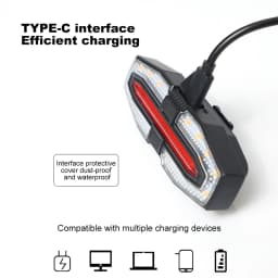 Bike Rear Light Turn Signal Solar/Basic Wireless Remote Control Bicycle Lamp Type-c Rechargeable Cycling Rear Lighting Taillight