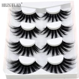 HBZGTLAD 4 Pairs of Artificial Mink Eyelashes Are Fluffy and Thick Creating a Dramatic Makeup Effect That Can Be Reused for Char