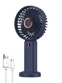 Portable Handheld Fan USB Rechargeable Mini Fan Digital Display 5-Speed Adjustment Suitable For Travel Outdoor Office Home