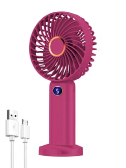 Portable Handheld Fan USB Rechargeable Mini Fan Digital Display 5-Speed Adjustment Suitable For Travel Outdoor Office Home