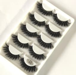 HBZGTLAD 5Pairs Handmade Mink Lashes Short False Eyelashes Dense Natural Long Messy Eye Lashes Reusable Stage Makeup Eyelashes