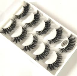 HBZGTLAD 5Pairs Handmade Mink Lashes Short False Eyelashes Dense Natural Long Messy Eye Lashes Reusable Stage Makeup Eyelashes