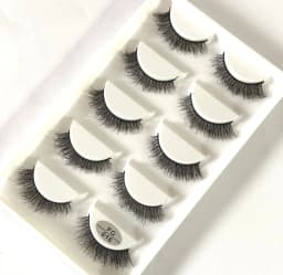 HBZGTLAD 5Pairs Handmade Mink Lashes Short False Eyelashes Dense Natural Long Messy Eye Lashes Reusable Stage Makeup Eyelashes