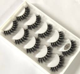 HBZGTLAD 5Pairs Handmade Mink Lashes Short False Eyelashes Dense Natural Long Messy Eye Lashes Reusable Stage Makeup Eyelashes