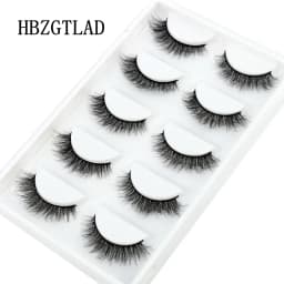 HBZGTLAD 5Pairs Handmade Mink Lashes Short False Eyelashes Dense Natural Long Messy Eye Lashes Reusable Stage Makeup Eyelashes