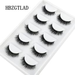 HBZGTLAD 5Pairs Handmade Mink Lashes Short False Eyelashes Dense Natural Long Messy Eye Lashes Reusable Stage Makeup Eyelashes