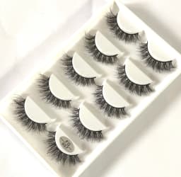 HBZGTLAD 5Pairs Handmade Mink Lashes Short False Eyelashes Dense Natural Long Messy Eye Lashes Reusable Stage Makeup Eyelashes