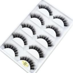HBZGTLAD 5Pairs Handmade Mink Lashes Short False Eyelashes Dense Natural Long Messy Eye Lashes Reusable Stage Makeup Eyelashes