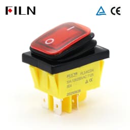 FILN 30A 12V 24V 110V 220VLED Rocker Switch  Waterproof IP65 ON OFF Heavy Duty 4 Pin DPST Sealed  Auto Boat Marine Toggle 30x22