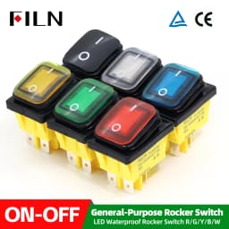 FILN 30A 12V 24V 110V 220VLED Rocker Switch  Waterproof IP65 ON OFF Heavy Duty 4 Pin DPST Sealed  Auto Boat Marine Toggle 30x22