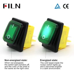 FILN 30A 12V 24V 110V 220VLED Rocker Switch  Waterproof IP65 ON OFF Heavy Duty 4 Pin DPST Sealed  Auto Boat Marine Toggle 30x22