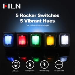 FILN 30A 12V 24V 110V 220VLED Rocker Switch  Waterproof IP65 ON OFF Heavy Duty 4 Pin DPST Sealed  Auto Boat Marine Toggle 30x22