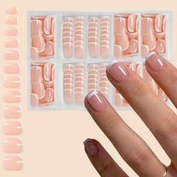 120PCS Short Square White French Simple Shiny False Nails Fashionable Wearable Nails Suitable for Daily Work, Study