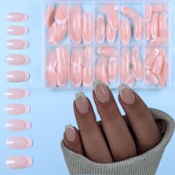 120PCS Short Square White French Simple Shiny False Nails Fashionable Wearable Nails Suitable for Daily Work, Study