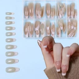 120PCS Short Square White French Simple Shiny False Nails Fashionable Wearable Nails Suitable for Daily Work, Study