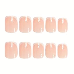120PCS Short Square White French Simple Shiny False Nails Fashionable Wearable Nails Suitable for Daily Work, Study