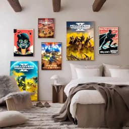 Game H-Helldivers Vintage Posters Sticky Vintage Room Home Bar Cafe Decor Kawaii Room Decor