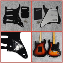 FLEOR Set of SSS Pickguard ST FD Guitar Scratch Plate 11 Holes & Back Plate & Pickguard Screws For USA / Mexico Electric Guitar