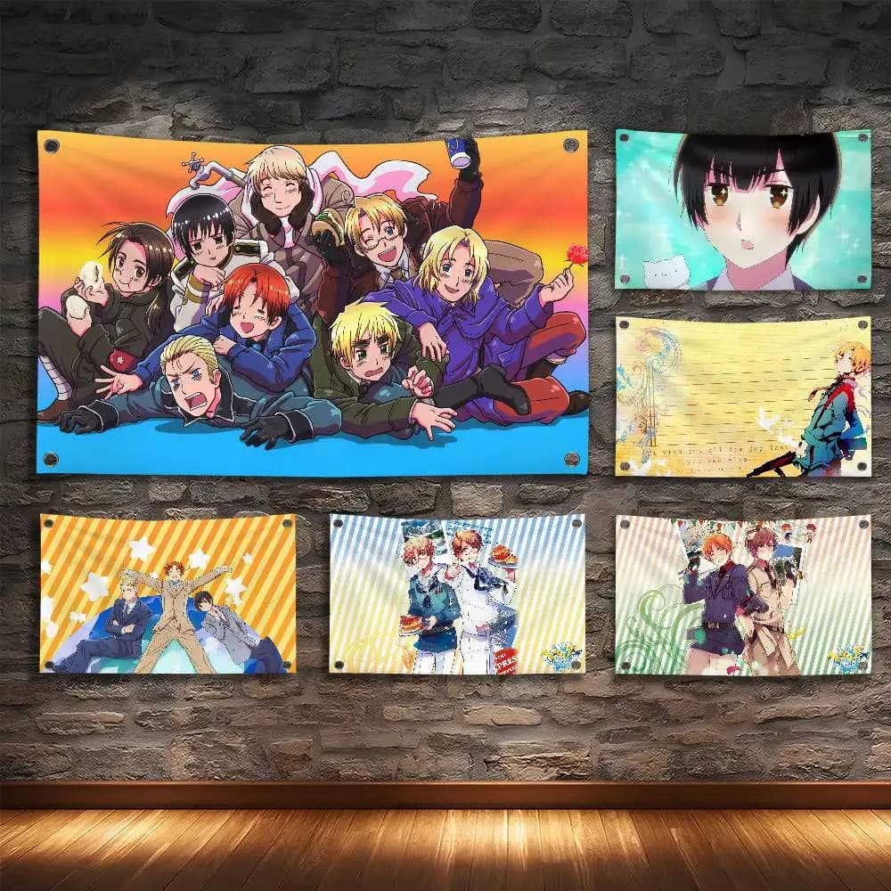 H-Hetalia W-World Stars Flag Room Bedroom Home&Outdoor Wall Hanging Concert Printed Background Decoration Art Banner
