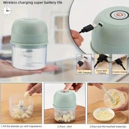 260ml Electric Garlic Grinder Onion Chopper with 1 Button Start Meat Grinder Kitchen Food Vegetable Mixer
