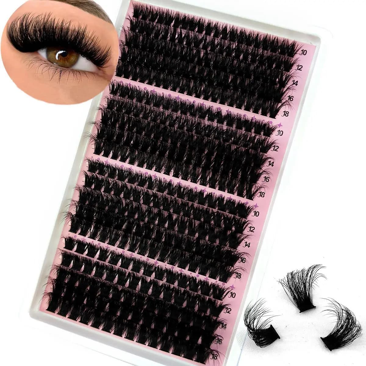 New 20Row 40-160DMix 8D Fluffy Individual Lashes Clusters Extensions False Eyelash DIY at Home Cluster Makeup Eyelash Tools